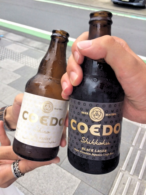 川越のcoedoクラフトビール瑠璃（Ruri）、伽羅（Kyara）、漆黒（Shikkoku）、白（Shiro）、紅赤（Beniaka）